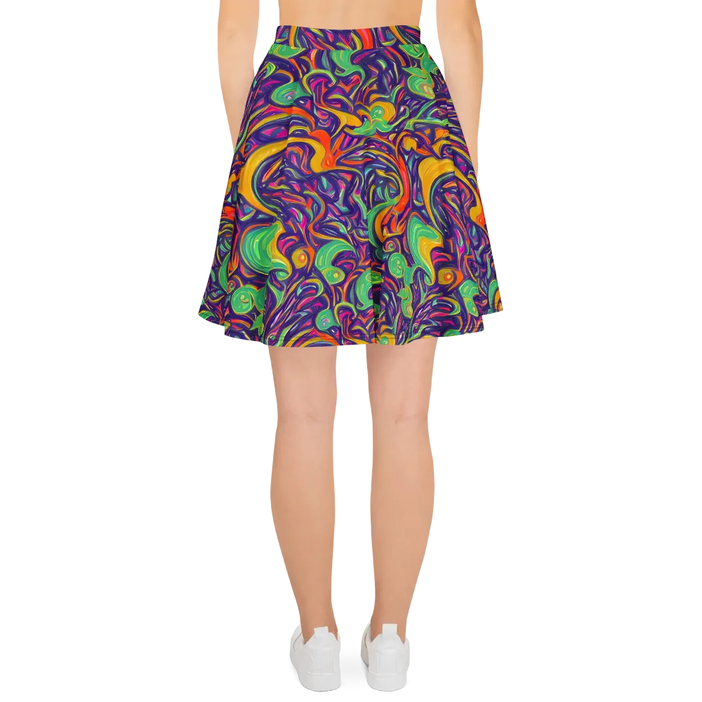 Psychedelic Ribbons on Skater Skirt — Back