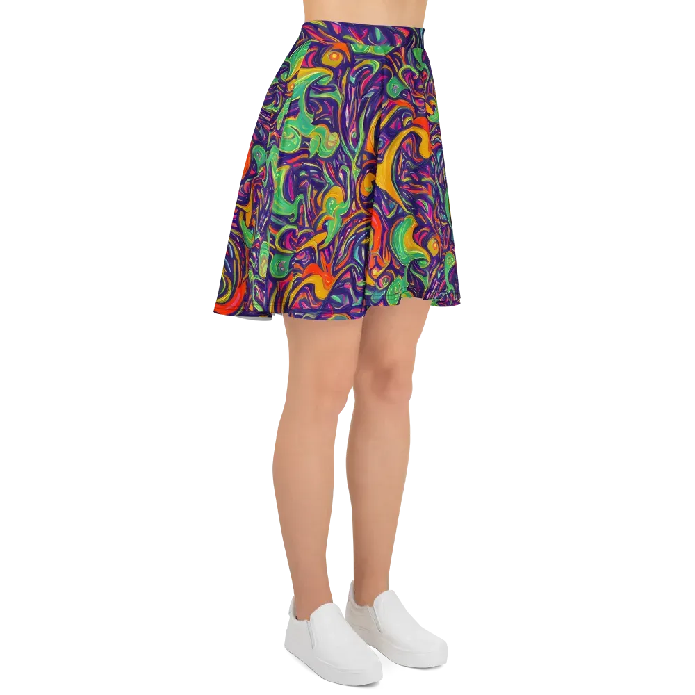 Psychedelic Ribbons on Skater Skirt — Right