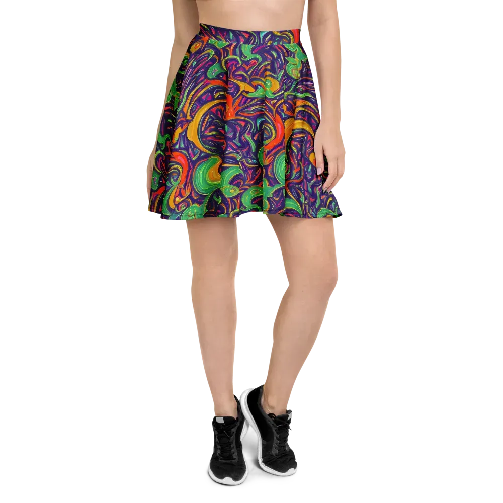 Psychedelic Ribbons on Skater Skirt — Front