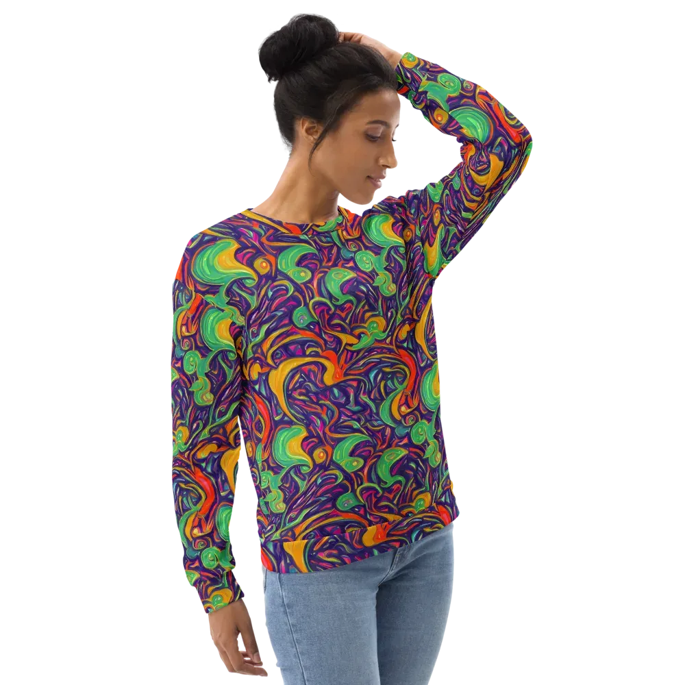 Psychedelic Ribbons on Sweatshirt — Right Front