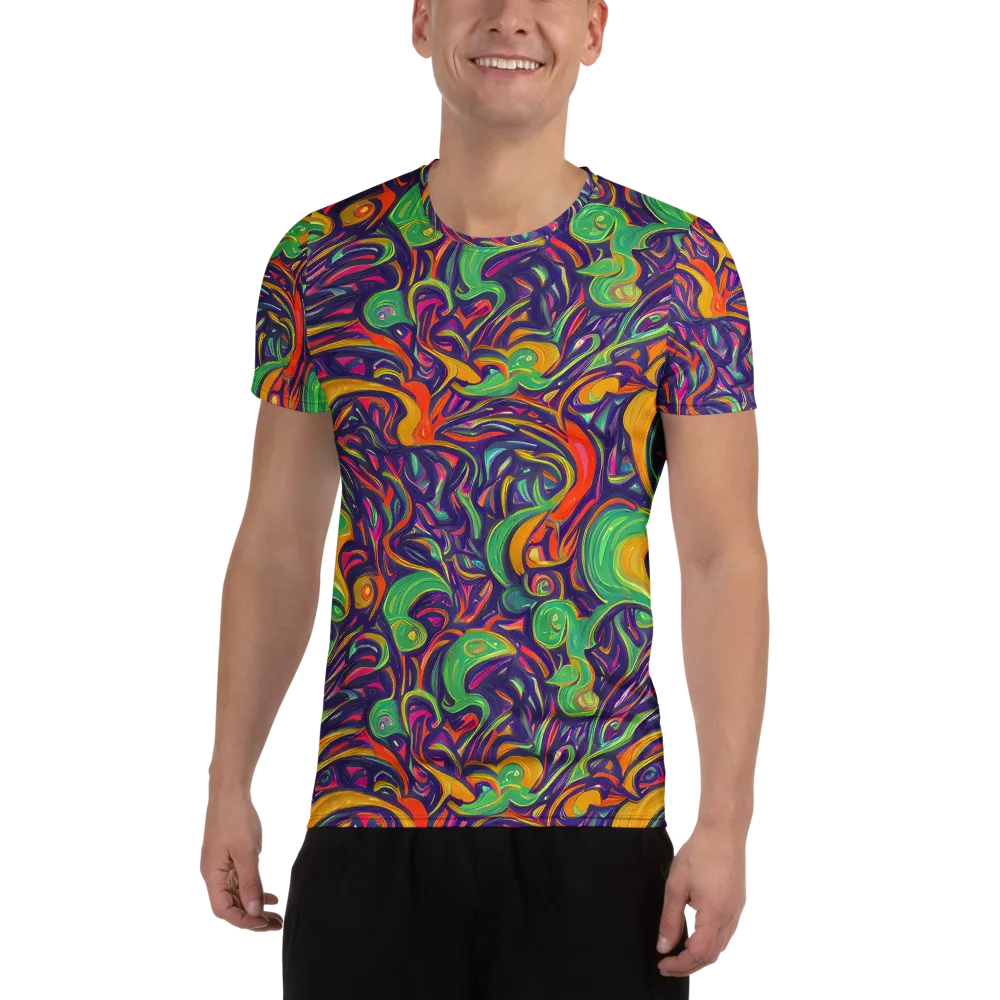 Psychedelic Ribbons on Men's Athletic T-Shirt — Front