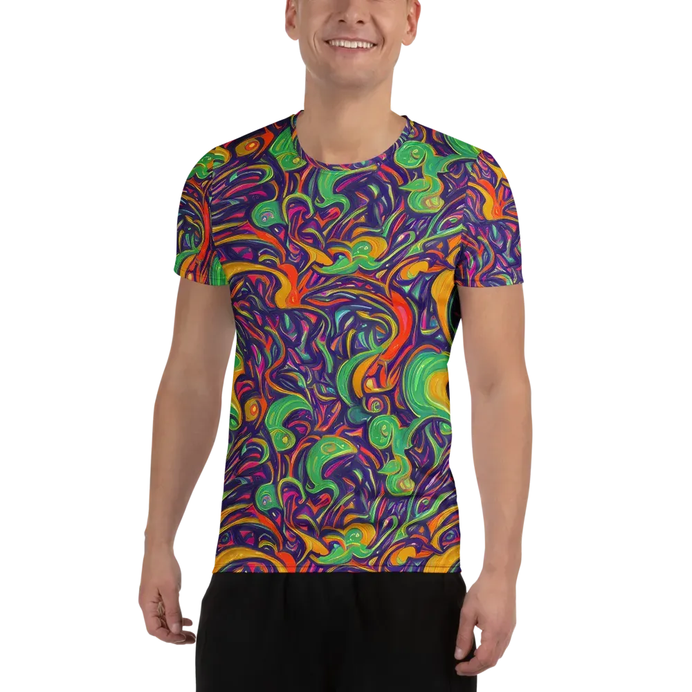 Psychedelic Ribbons on Men's Athletic T-Shirt — Front
