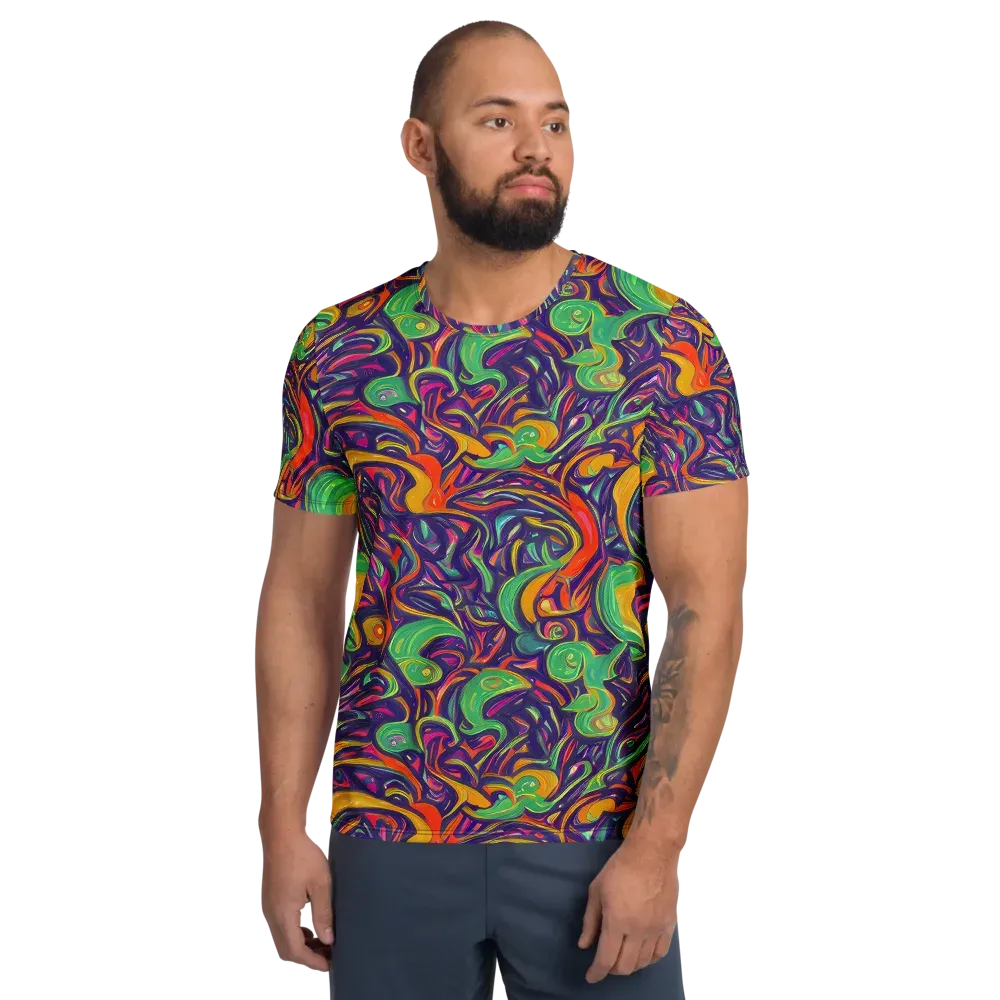 Psychedelic Ribbons on Men's Athletic T-Shirt — Front