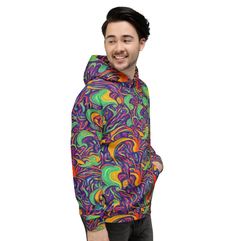 Psychedelic Ribbons on Hoodie — Right