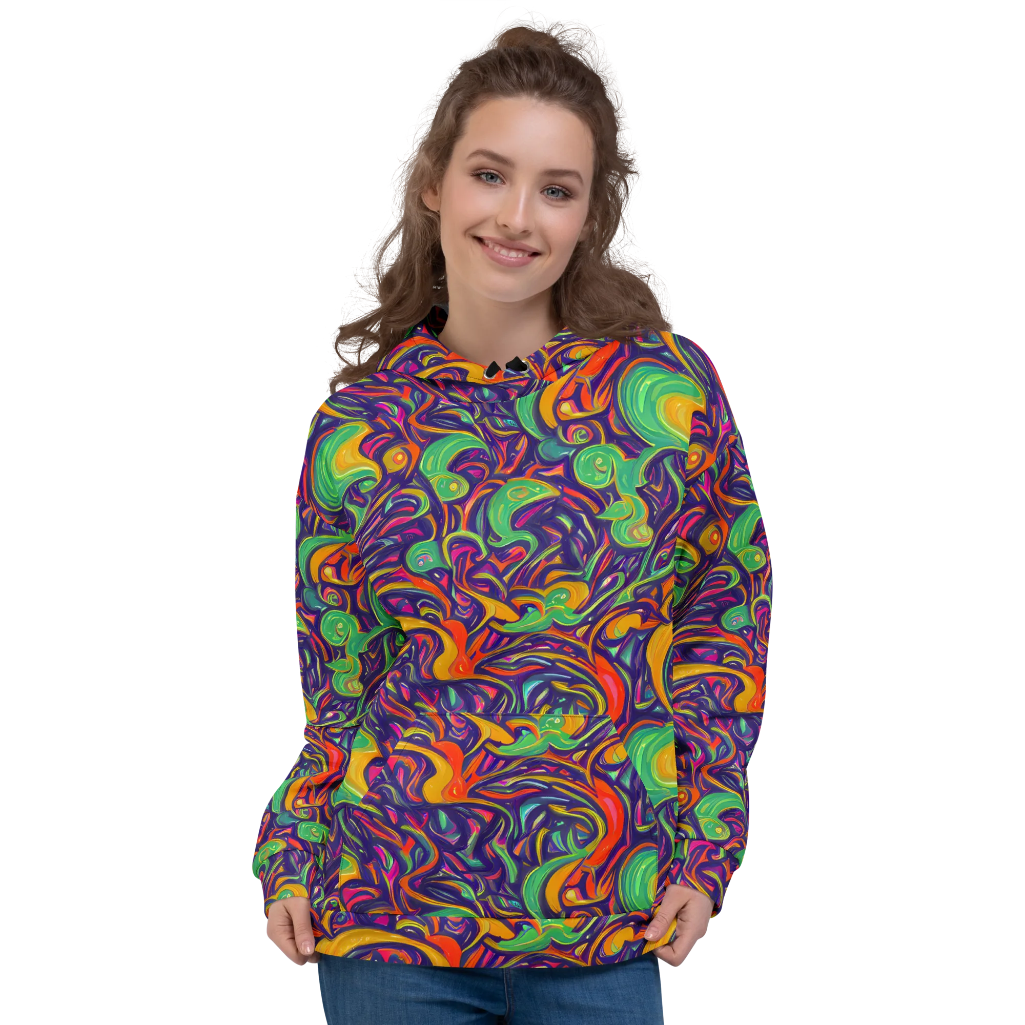 Psychedelic Ribbons on Hoodie — Front