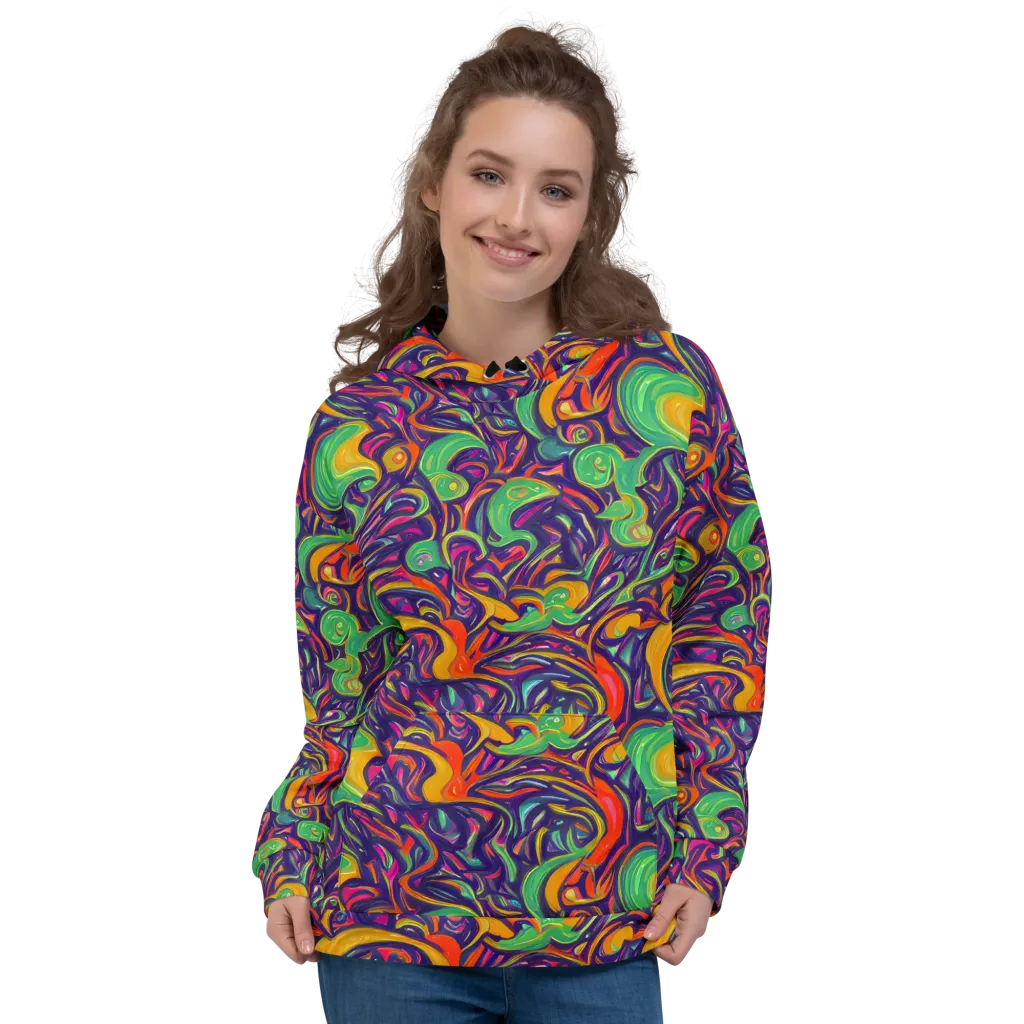 Psychedelic Ribbons on Hoodie — Front