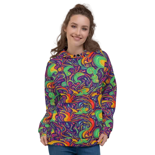 Psychedelic Ribbons on a Hoodie