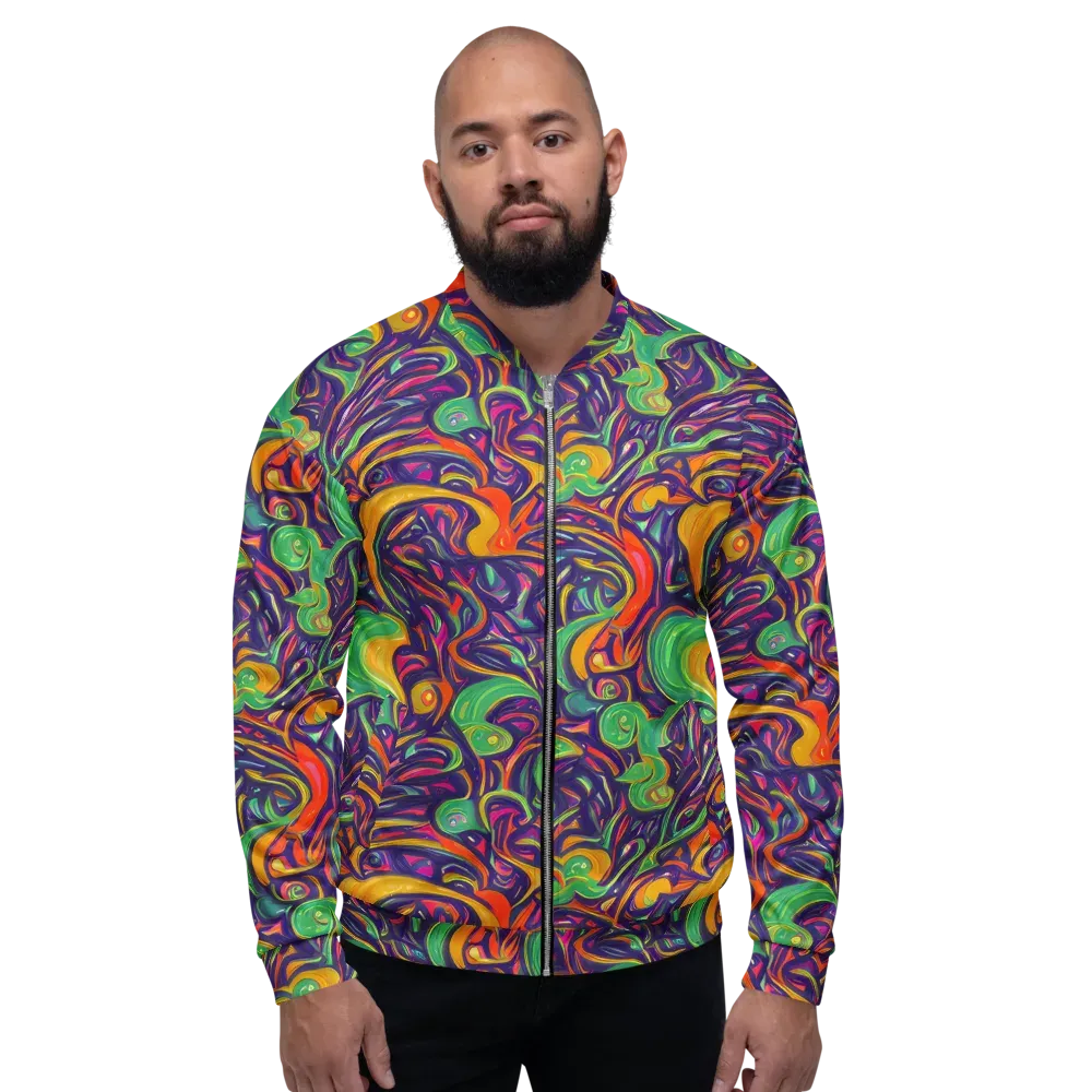Psychedelic Ribbons on Bomber Jacket — Front