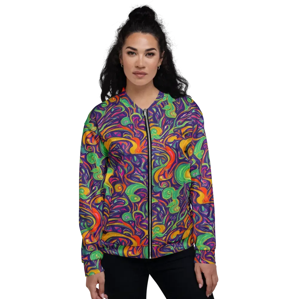 Psychedelic Ribbons on Bomber Jacket — Front