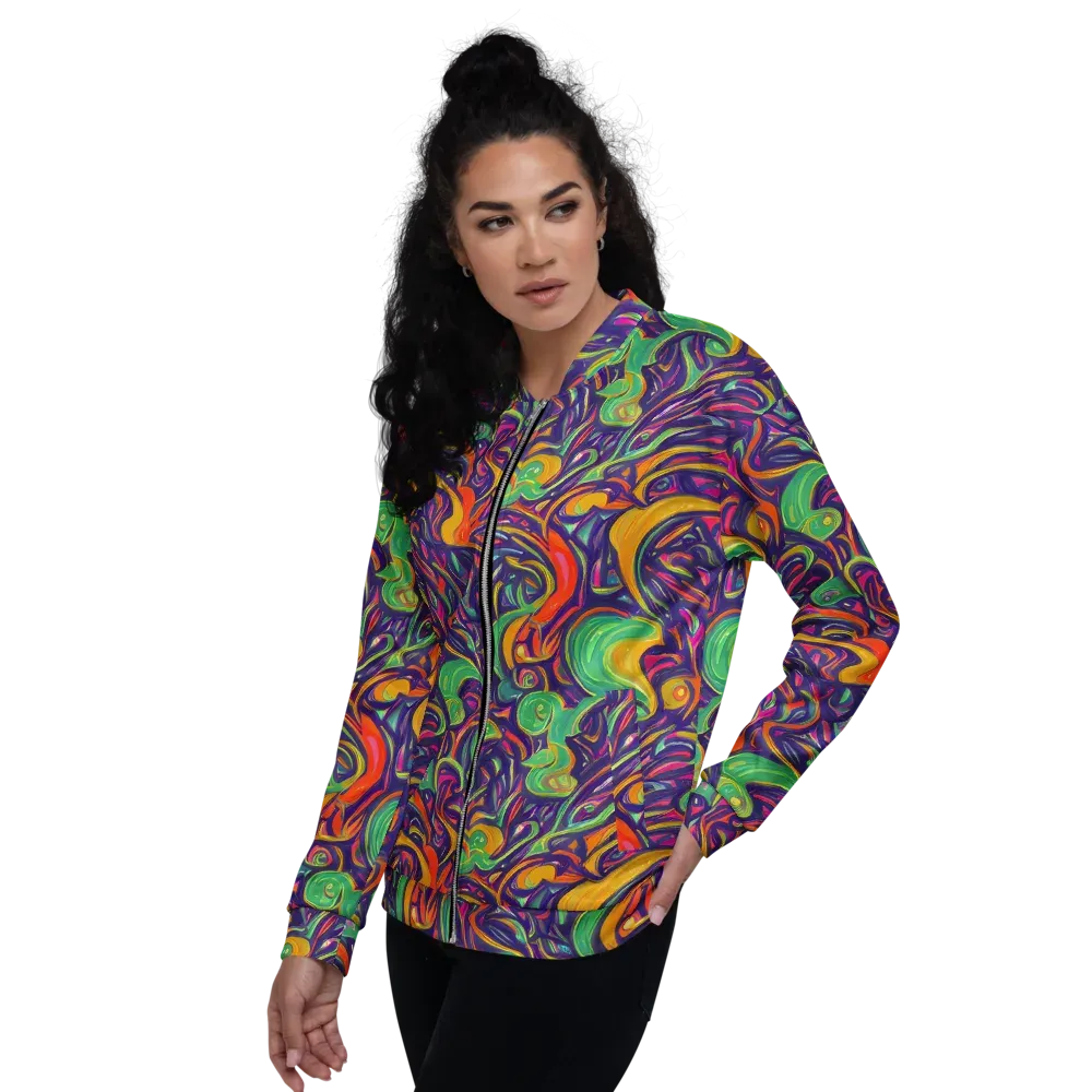 Psychedelic Ribbons on Bomber Jacket — Left