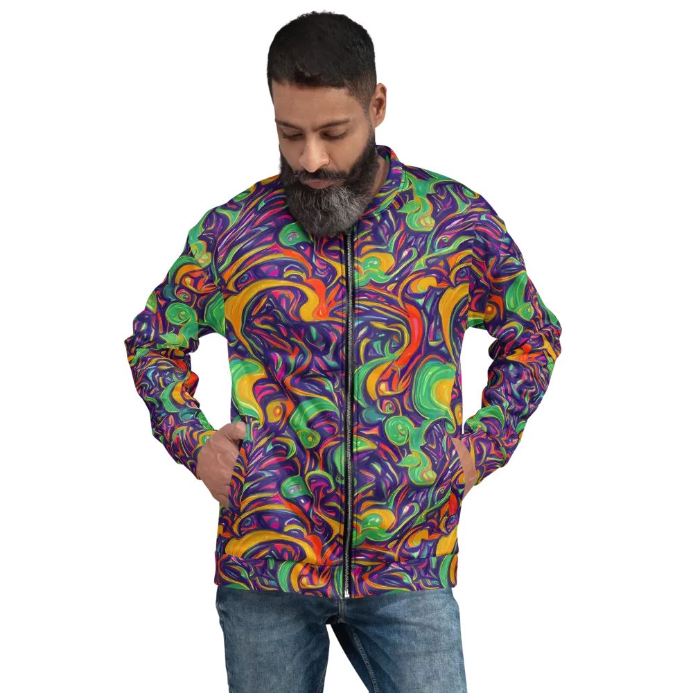 Psychedelic Ribbons on Bomber Jacket — Front