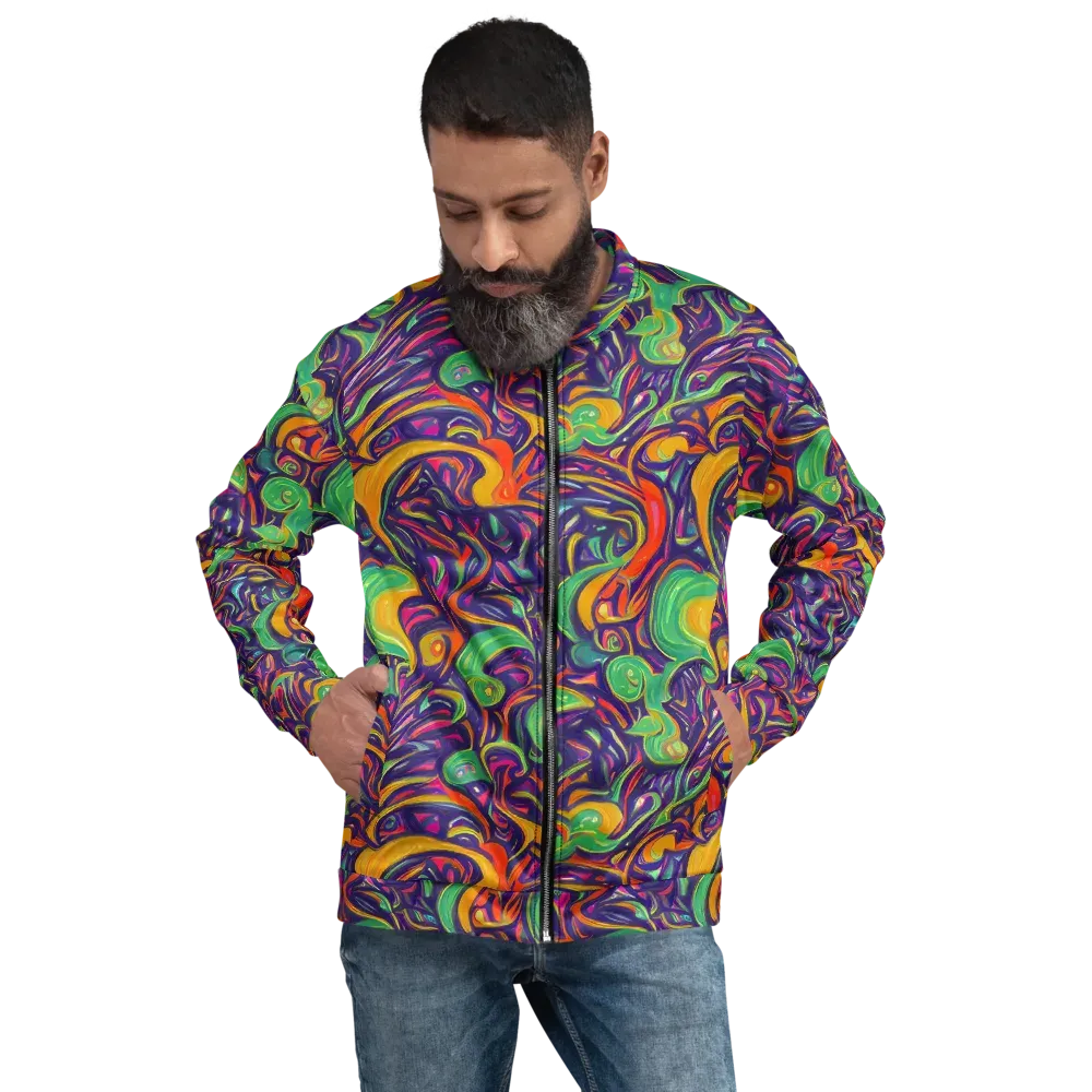 Psychedelic Ribbons on Bomber Jacket — Front