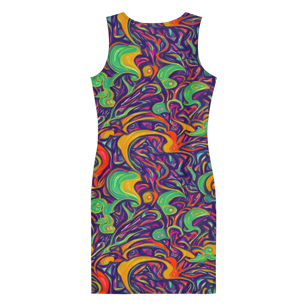 Psychedelic Ribbons on Bodycon Dress — Back