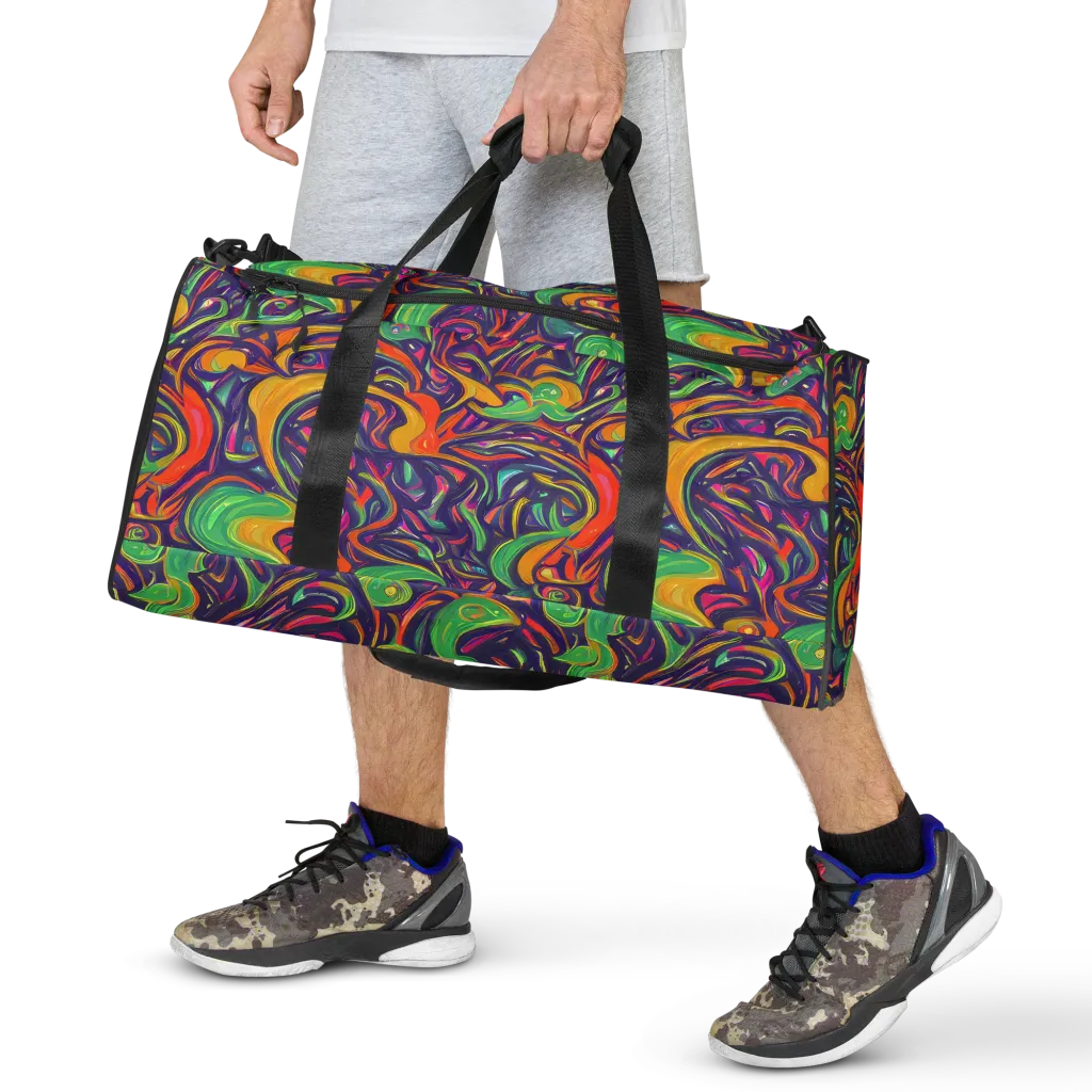 Psychedelic Ribbons on Duffle Bag — Front