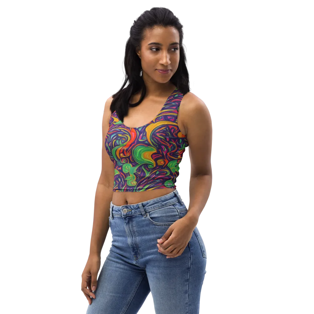 Psychedelic Ribbons on Crop Top — Left Front