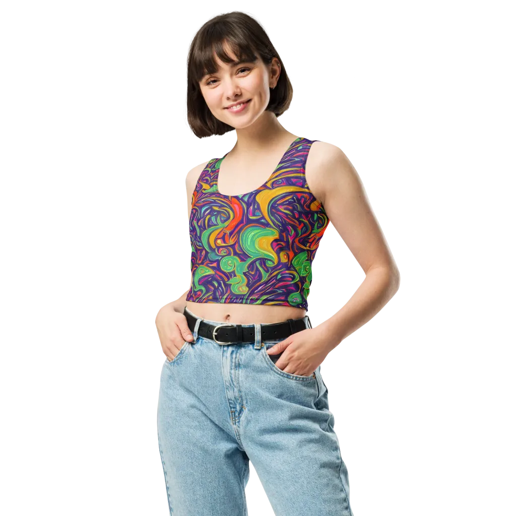Psychedelic Ribbons on Crop Top — Front