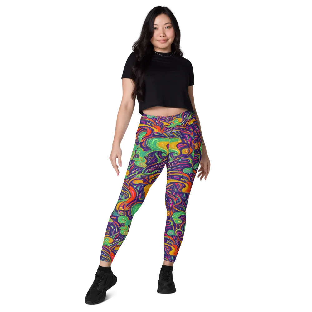 Psychedelic Ribbons on Leggings with Pockets — Front