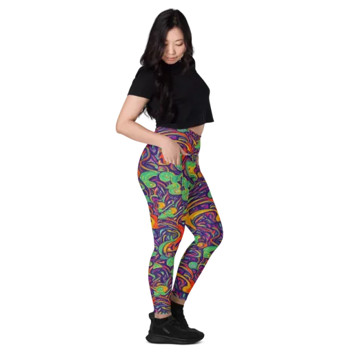 Psychedelic Ribbons on a Leggings with Pockets