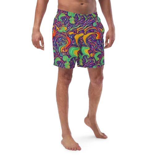 Psychedelic Ribbons on a Swim Trunks