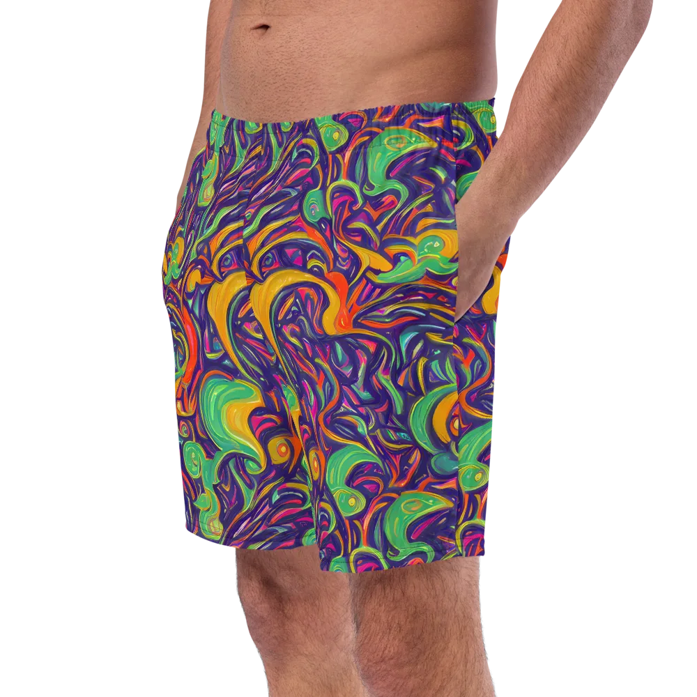 Psychedelic Ribbons on Swim Trunks — Left Front