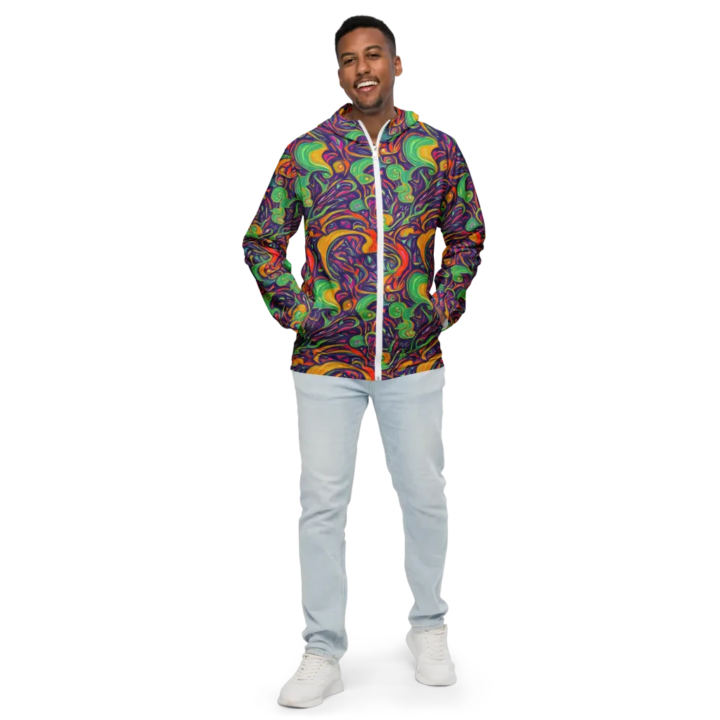 Psychedelic Ribbons on Men's Windbreaker — Front