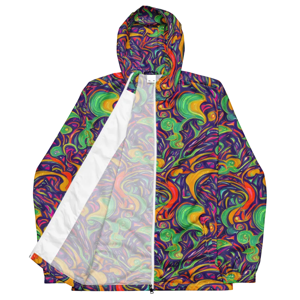 Psychedelic Ribbons on Men's Windbreaker — Front