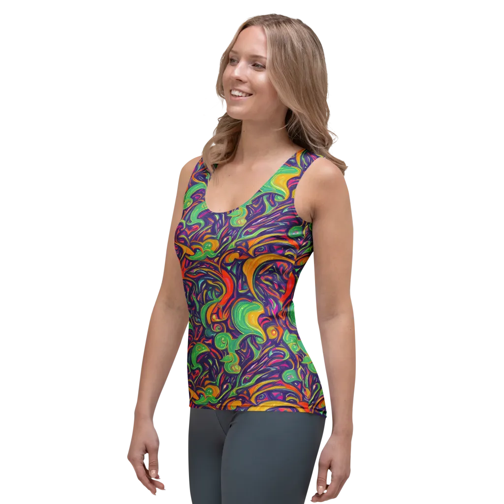 Psychedelic Ribbons on Women's Tank Top — Left Front