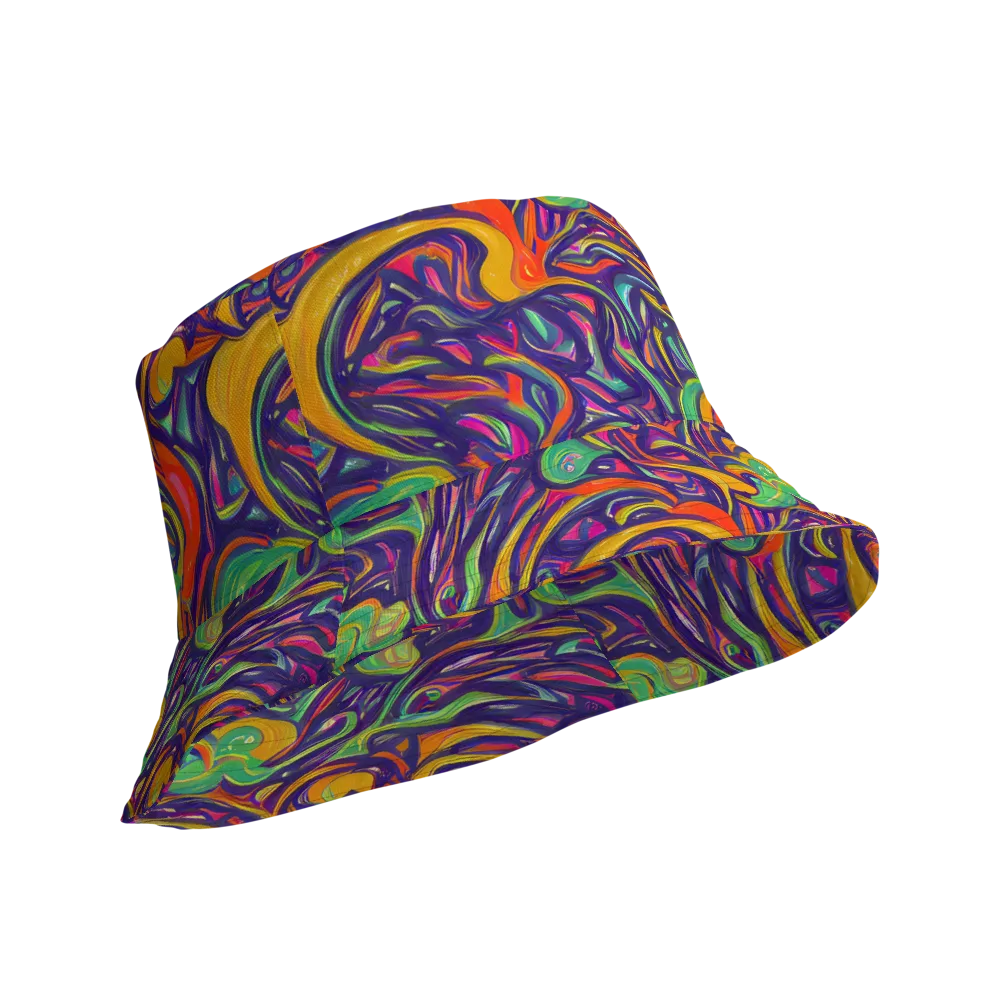 Psychedelic Ribbons on Reversible Bucket Hat — Product details Outside