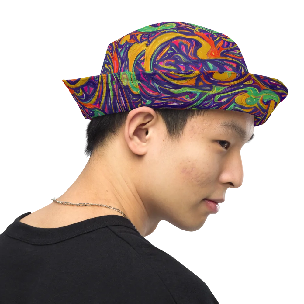 Psychedelic Ribbons on Reversible Bucket Hat — Right Outside