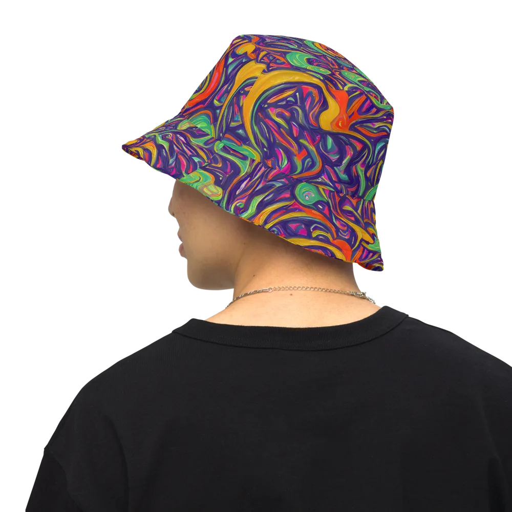 Psychedelic Ribbons on Reversible Bucket Hat — Back Inside