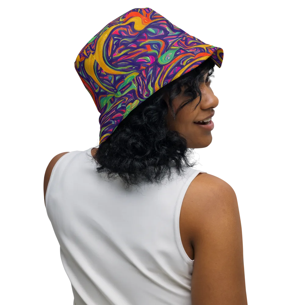 Psychedelic Ribbons on Reversible Bucket Hat — Right Outside