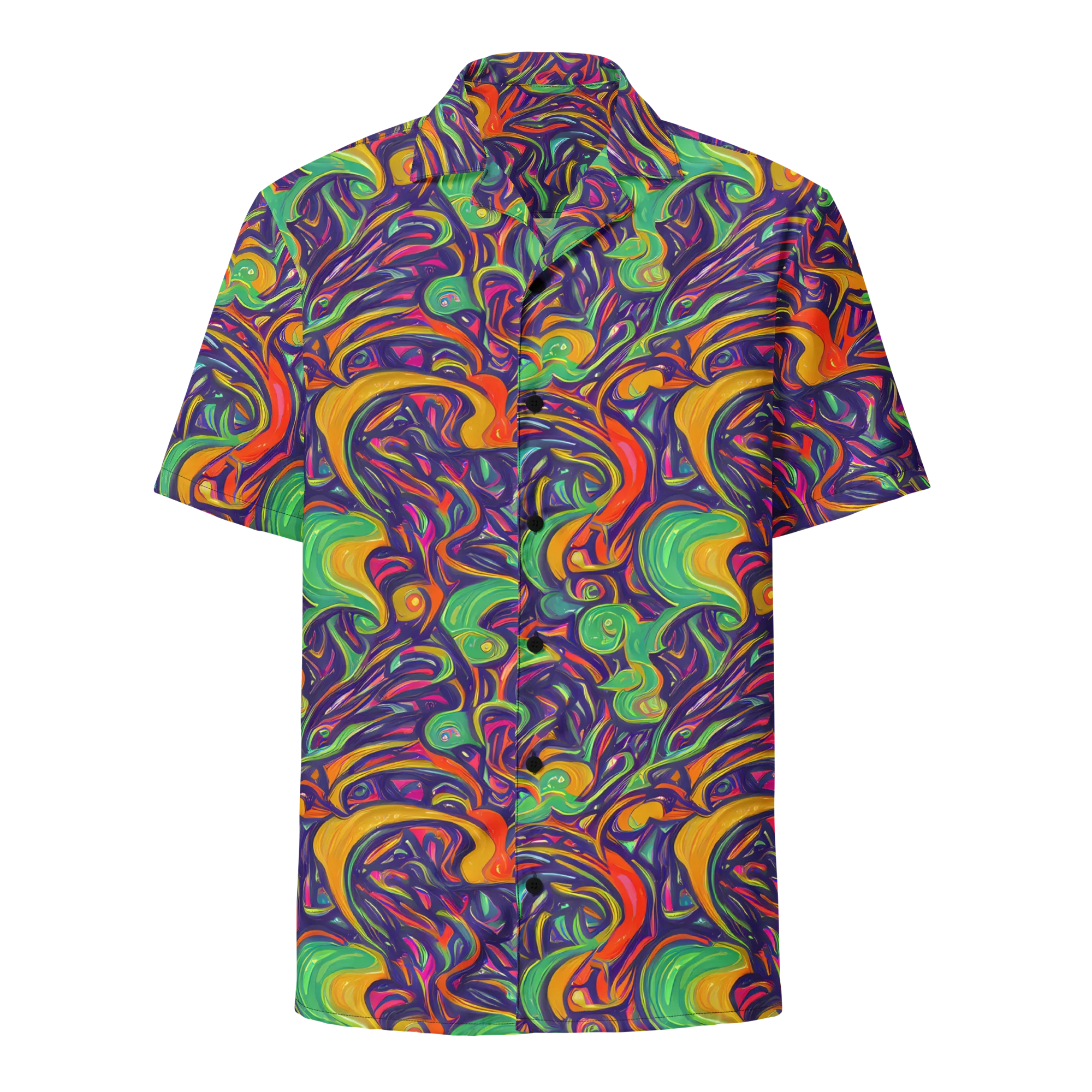 Psychedelic Ribbons on Button Shirt — Front