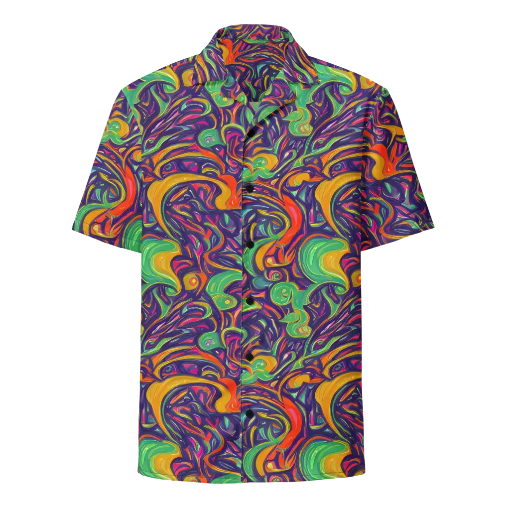Psychedelic Ribbons on Button Shirt — Front