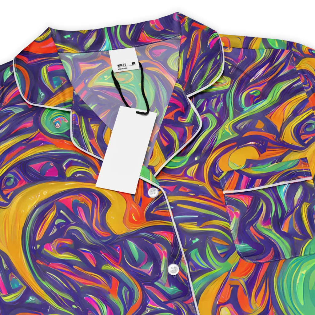 Psychedelic Ribbons on Women's Short Sleeve Pajama Top — Product details