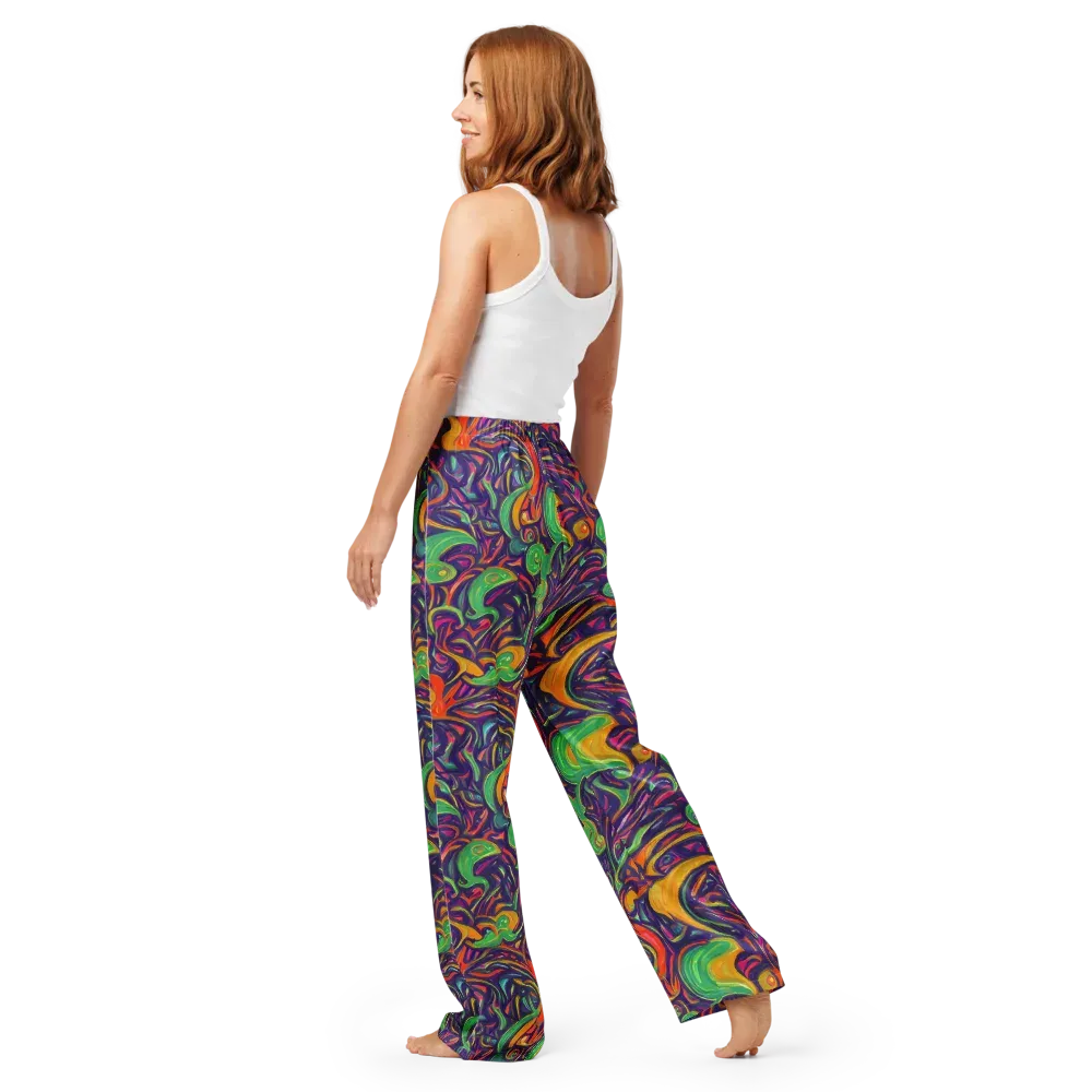 Psychedelic Ribbons on Women's Pajama Pants — Back