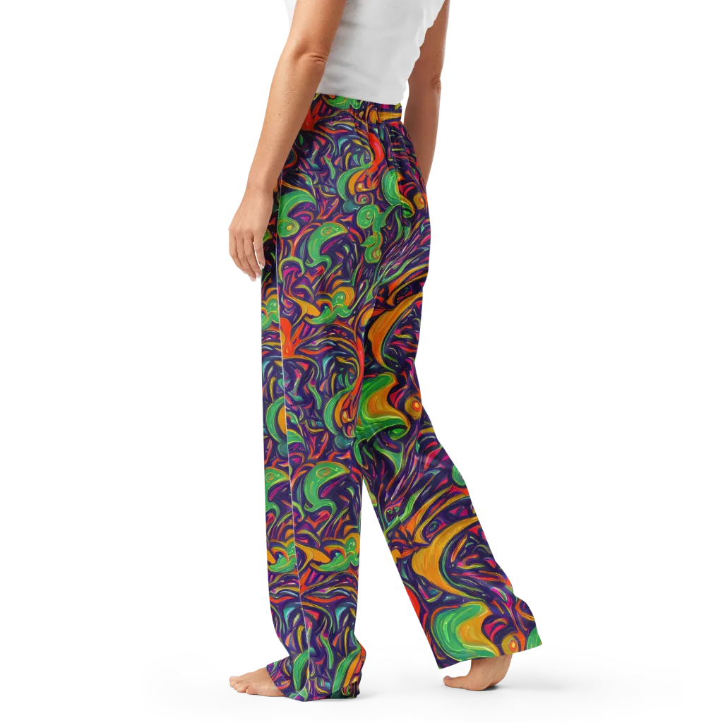 Psychedelic Ribbons on Women's Pajama Pants — Left