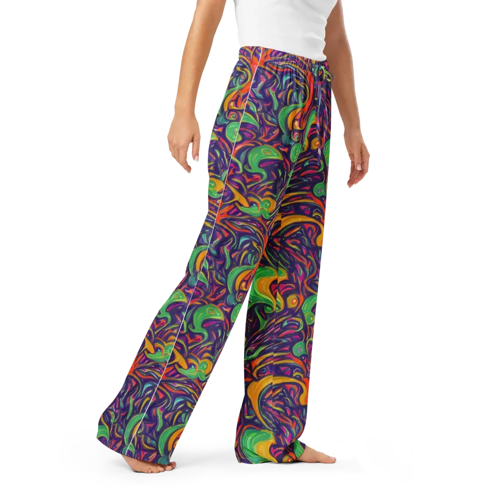 Psychedelic Ribbons on Women's Pajama Pants — Right Front