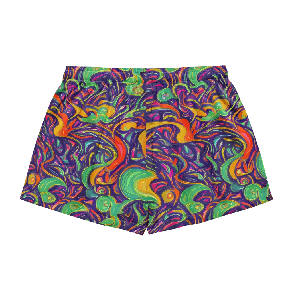 Psychedelic Ribbons on Women's Pajama Shorts — Back