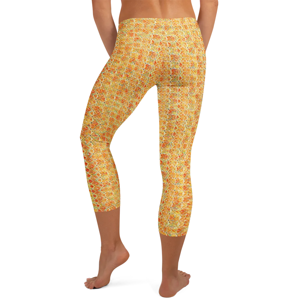 Citrus Mosaic on Capri Leggings — Back