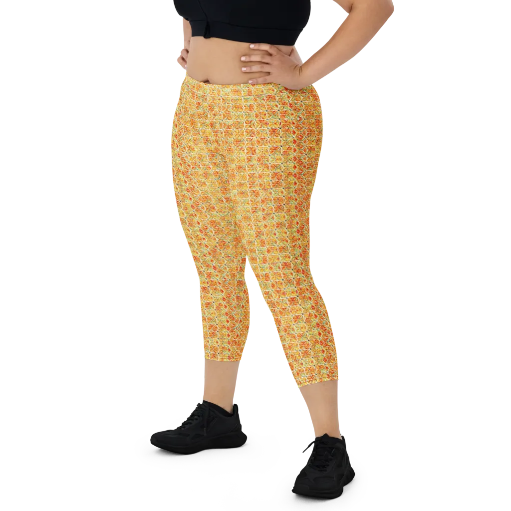 Citrus Mosaic on Capri Leggings — Front