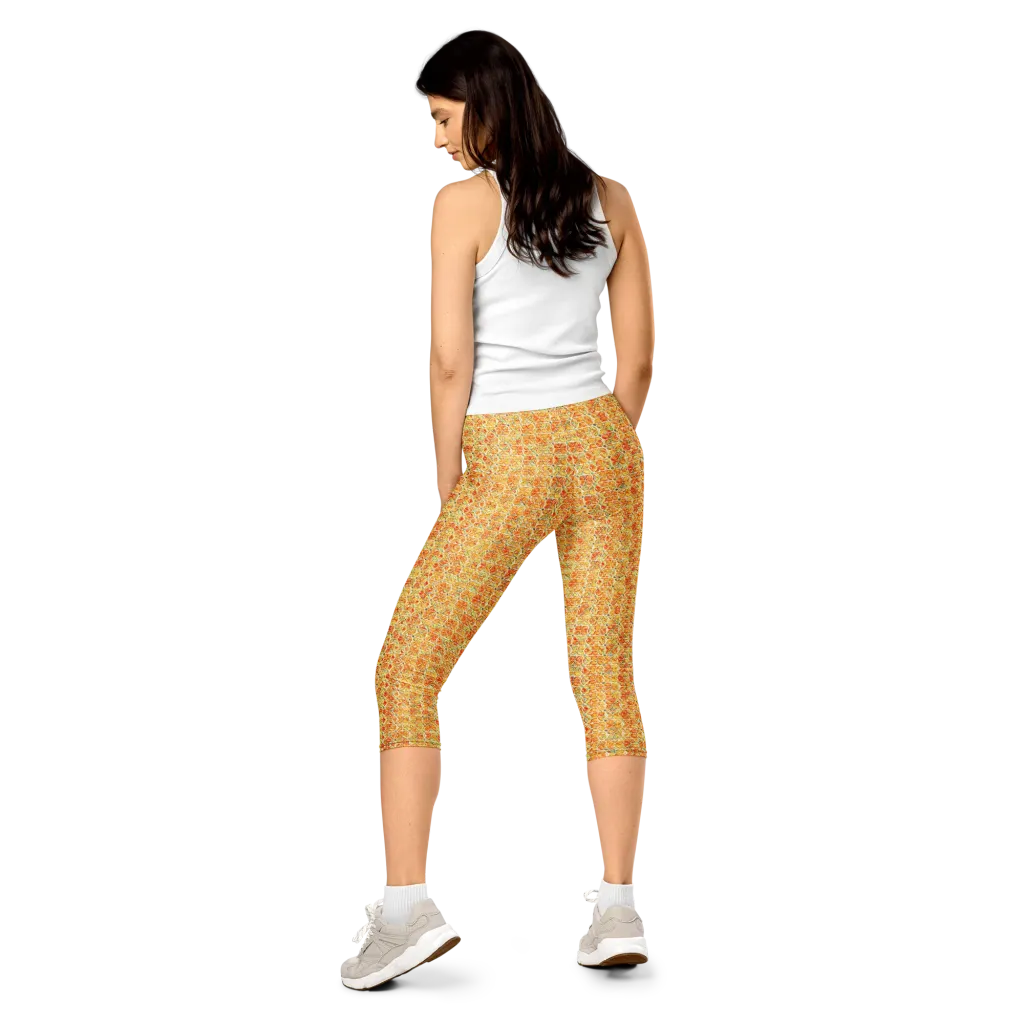 Citrus Mosaic on Capri Leggings — Back