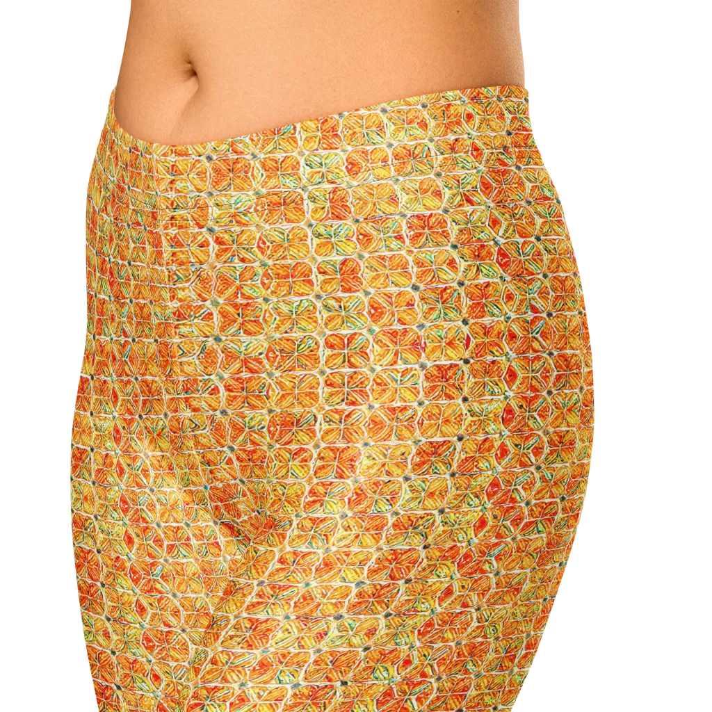 Citrus Mosaic on Capri Leggings — Zoomed-in