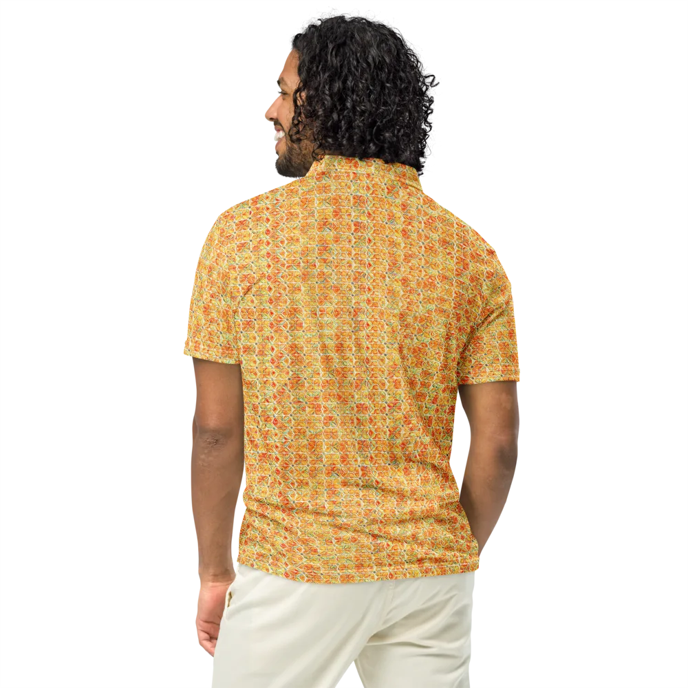 Citrus Mosaic on Men's Slim Fit Polo Shirt — Back