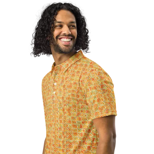 Citrus Mosaic on a Men's Slim Fit Polo Shirt