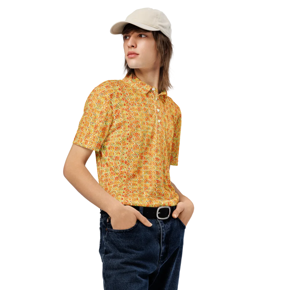 Citrus Mosaic on Men's Slim Fit Polo Shirt — Right Front