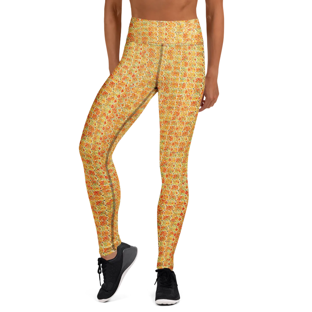 Citrus Mosaic on Yoga Leggings — Front