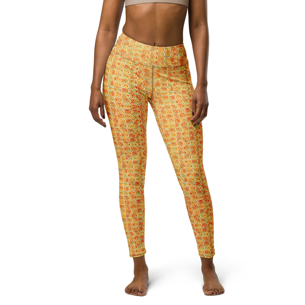 Citrus Mosaic on Yoga Leggings — Front