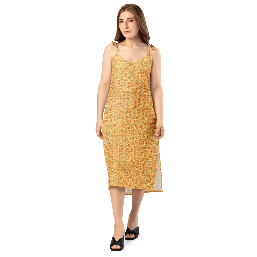 Citrus Mosaic on Slip Dress — Front