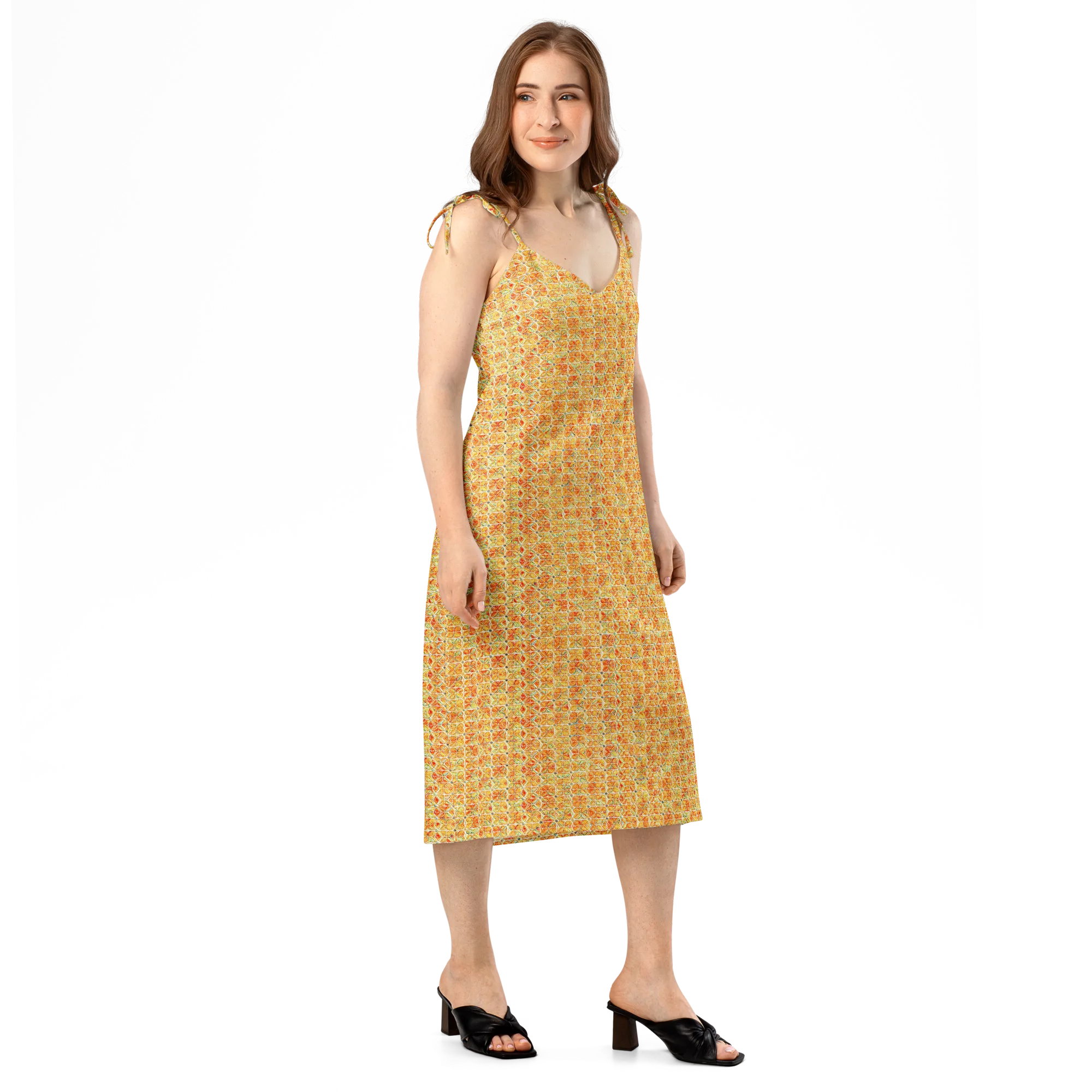 Citrus Mosaic on Slip Dress — Right Front