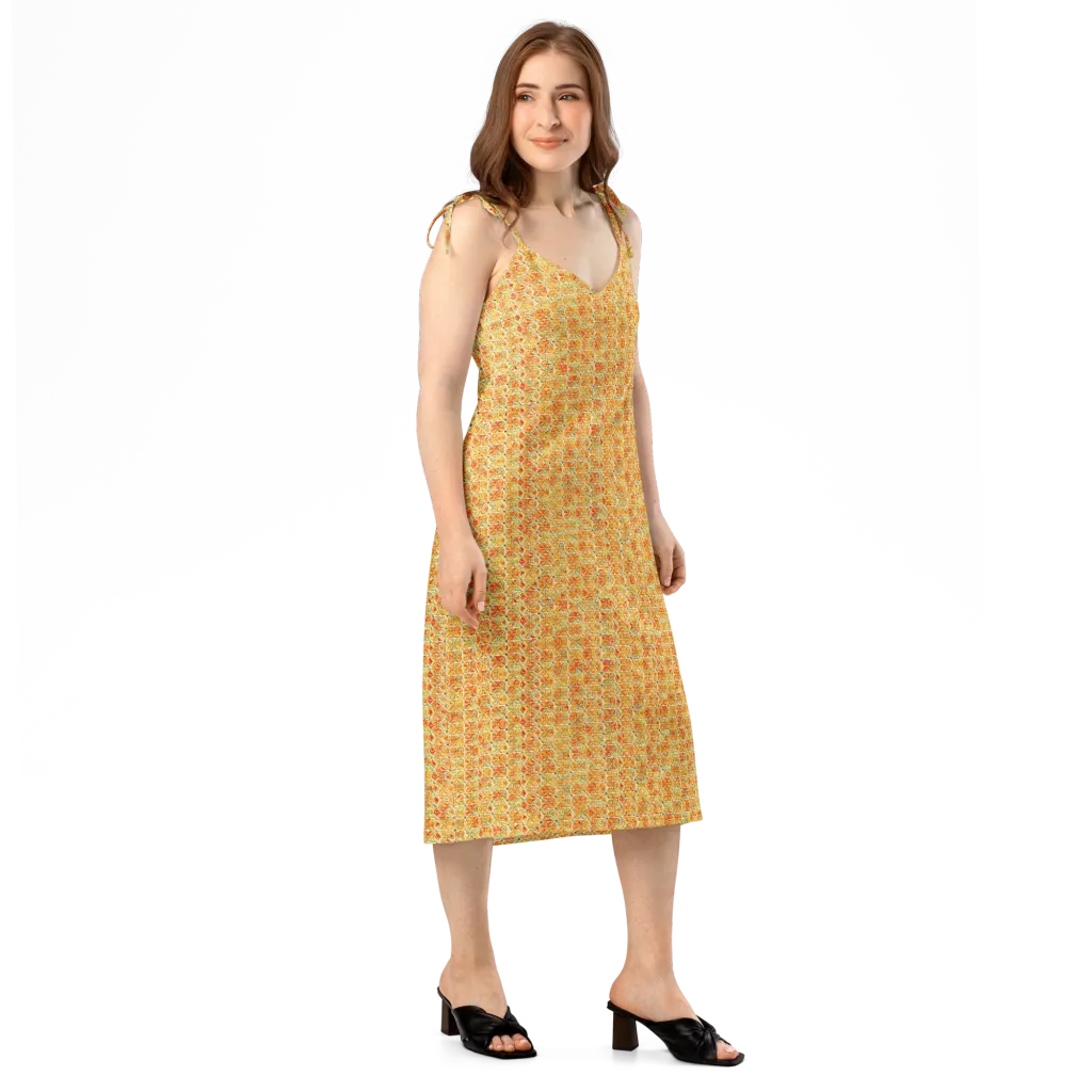 Citrus Mosaic on Slip Dress — Right Front